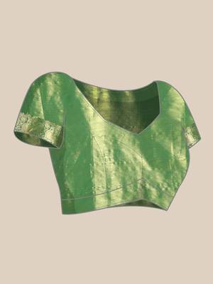 Silk Land Green Ethnic Motifs Silk Blend Saree With Unstitched Blouse Piece 4