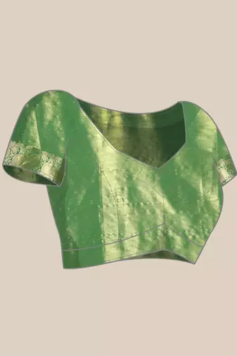 Silk Land Green Ethnic Motifs Silk Blend Saree With Unstitched Blouse Piece