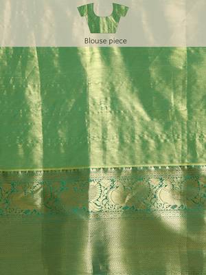 Silk Land Green Ethnic Motifs Silk Blend Saree With Unstitched Blouse Piece 5