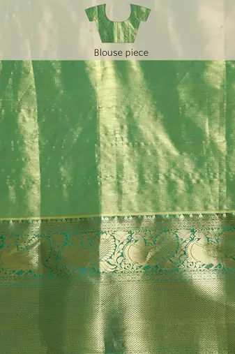 Silk Land Green Ethnic Motifs Silk Blend Saree With Unstitched Blouse Piece