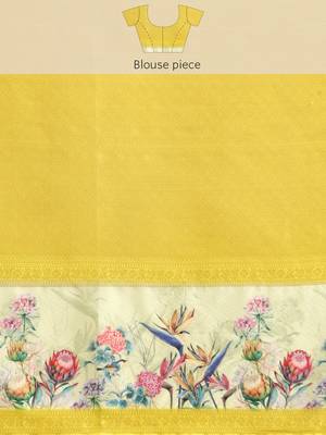 Silk land red floral faux kanjivaram silk saree with unstitched blouse piece 5