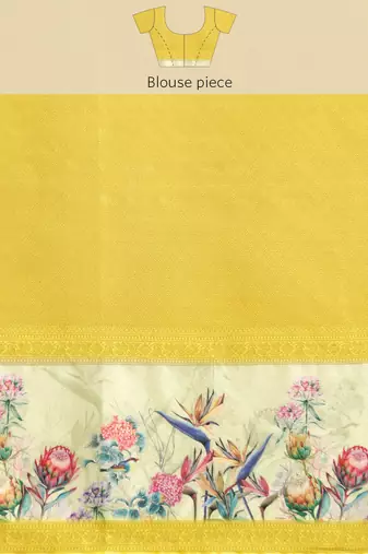 Silk land red floral faux kanjivaram silk saree with unstitched blouse piece
