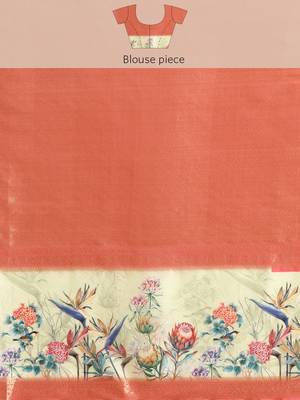 Silk land grey floral faux kanjivaram silk saree with unstitched blouse piece 5