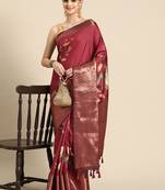 Silk land red floral kanchipuram silk saree with unstitched blouse piece