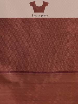Silk land red floral kanchipuram silk saree with unstitched blouse piece 5