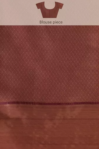 Silk land red floral kanchipuram silk saree with unstitched blouse piece