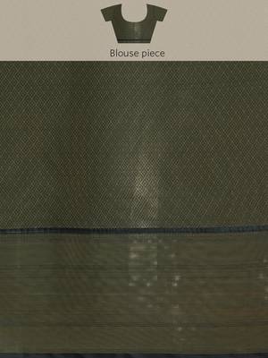 Silk land green floral kanchipuram silk saree with unstitched blouse piece 5