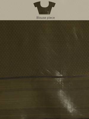 Silk land brown floral kanchipuram silk saree with unstitched blouse piece 5
