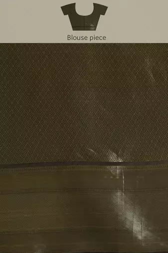 Silk land brown floral kanchipuram silk saree with unstitched blouse piece