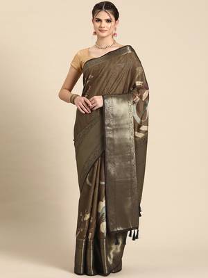 Silk land multicolor floral kanchipuram silk saree with unstitched blouse piece 1