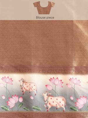 Silk land wine geometric faux kanjivaram silk saree with unstitched blouse piece 5