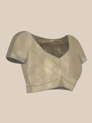 Silk land grey geometric faux kanjivaram silk saree with unstitched blouse piece 4