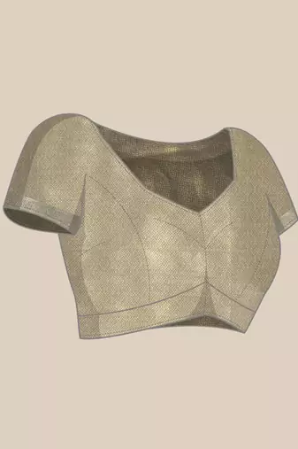 Silk land grey geometric faux kanjivaram silk saree with unstitched blouse piece