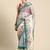 Silk land teal floral faux kanjivaram silk saree with unstitched blouse piece