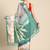 Silk land teal floral faux kanjivaram silk saree with unstitched blouse piece
