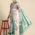 Silk land teal floral faux kanjivaram silk saree with unstitched blouse piece