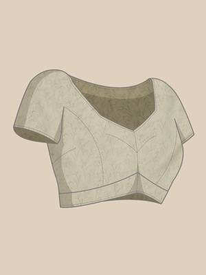 Silk Land Beige Geometric Soft Silk Blend Saree With Unstitched Blouse Piece 4