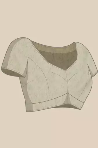 Silk Land Beige Geometric Soft Silk Blend Saree With Unstitched Blouse Piece