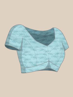 Silk Land Teal Abstract Soft Silk Blend Saree With Unstitched Blouse Piece 4