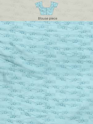 Silk Land Teal Abstract Soft Silk Blend Saree With Unstitched Blouse Piece 5