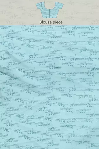 Silk Land Teal Abstract Soft Silk Blend Saree With Unstitched Blouse Piece