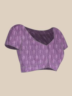 Silk Land Lavender Floral Soft Silk Blend Saree With Unstitched Blouse Piece 4