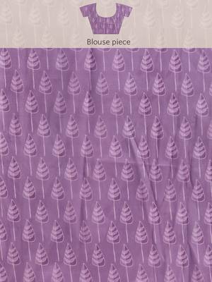 Silk Land Lavender Floral Soft Silk Blend Saree With Unstitched Blouse Piece 5