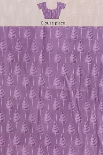 Silk Land Lavender Floral Soft Silk Blend Saree With Unstitched Blouse Piece
