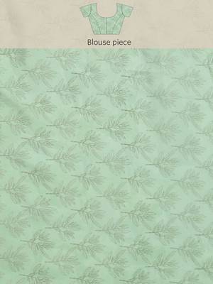 Silk Land Green Floral Soft Silk Blend Saree With Unstitched Blouse Piece 5