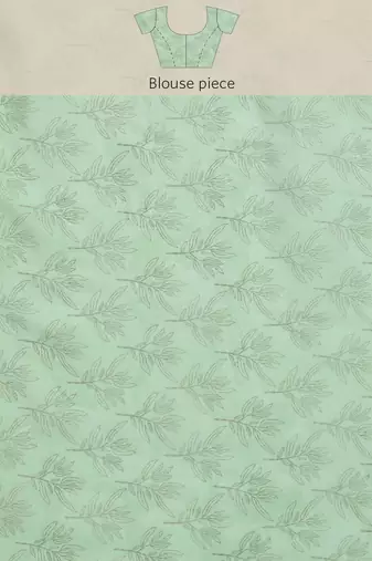 Silk Land Green Floral Soft Silk Blend Saree With Unstitched Blouse Piece