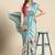 Silk Land Blue Floral Tissue Silk Blend Saree With Unstitched Blouse Piece