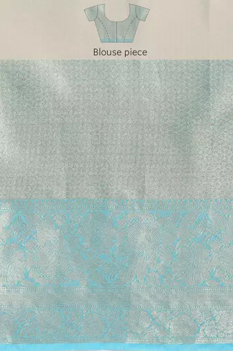 Silk Land Blue Floral Tissue Silk Blend Saree With Unstitched Blouse Piece