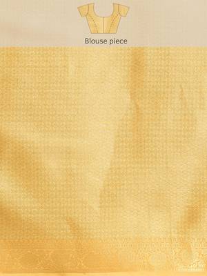 Silk Land Yellow Floral Tissue Silk Blend Saree With Unstitched Blouse Piece 5