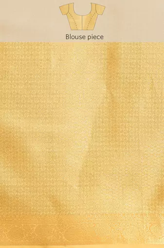 Silk Land Yellow Floral Tissue Silk Blend Saree With Unstitched Blouse Piece