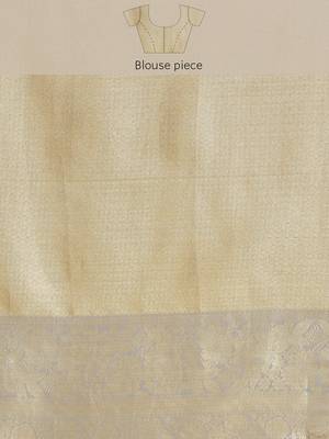 Silk Land Grey Floral Tissue Silk Blend Saree With Unstitched Blouse Piece 5