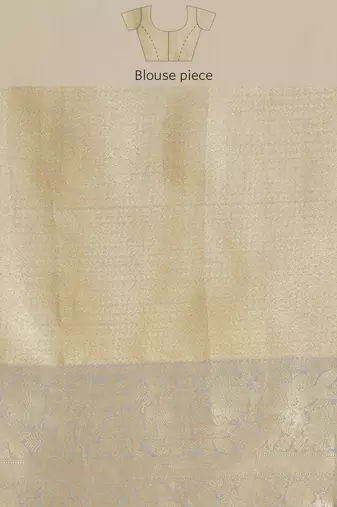 Silk Land Grey Floral Tissue Silk Blend Saree With Unstitched Blouse Piece