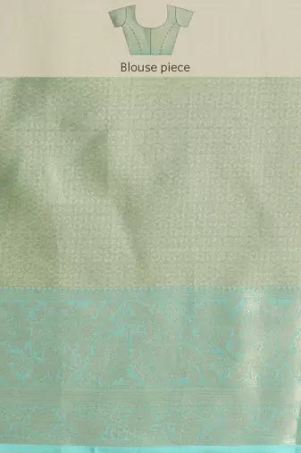 Silk Land Teal Floral Tissue Silk Blend Saree With Unstitched Blouse Piece