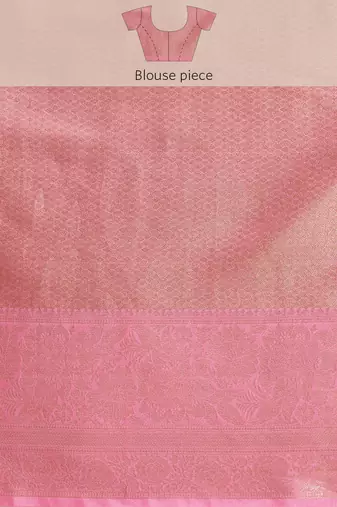 Silk Land Pink Floral Tissue Silk Blend Saree With Unstitched Blouse Piece