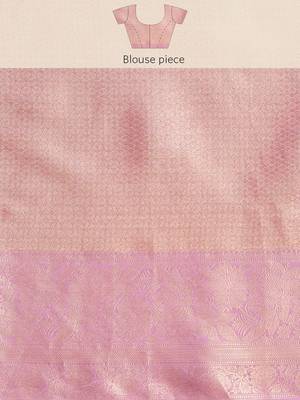 Silk Land Lavender Floral Tissue Silk Blend Saree With Unstitched Blouse Piece 5
