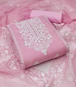 PINK WOMEN COTTON EMBROIDERY WORK DRESS MATERIAL SUIT WITH EMBROIDERY WORK DUPATTA 