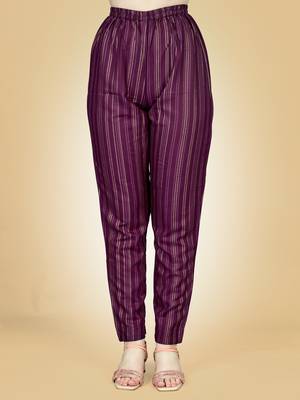 Women's purple heavy rayon 14 kgs embroidery kurti with pant 4
