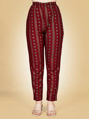Women's maroon heavy rayon 14 kgs embroidery kurti with pant 4