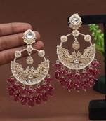 Magenta color kundan earrings