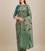 Serona fabrics women's banarasi cotton silk zari weaving work saree with blouse