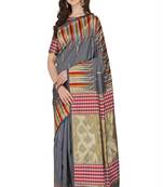 Serona fabrics women's banarasi silk silver zari weaving work saree with blouse