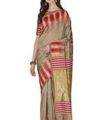Serona fabrics women's banarasi silk silver zari weaving work saree with blouse