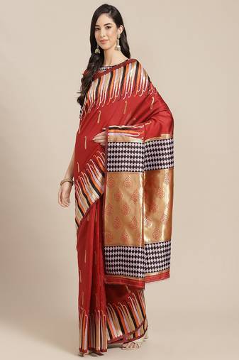 Serona fabrics women's banarasi silk silver zari weaving work party wear saree