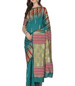 Serona fabrics women's banarasi silk silver zari weaving work saree with blouse