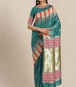 Serona fabrics women's banarasi silk silver zari weaving work party wear saree