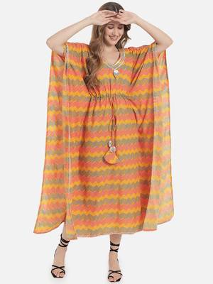 Mustard chevron printed kaftan 1
